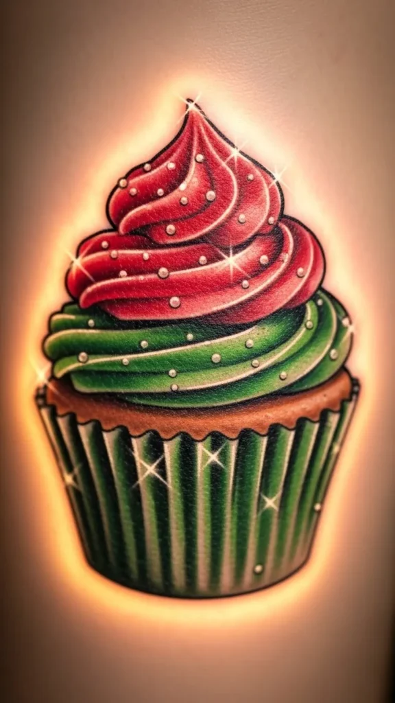 Classic Red-and-Green Cupcake