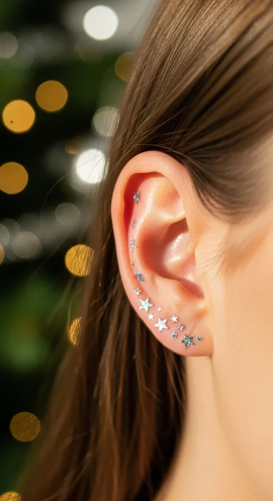 How to design a Christmas sparkle ear tattoo