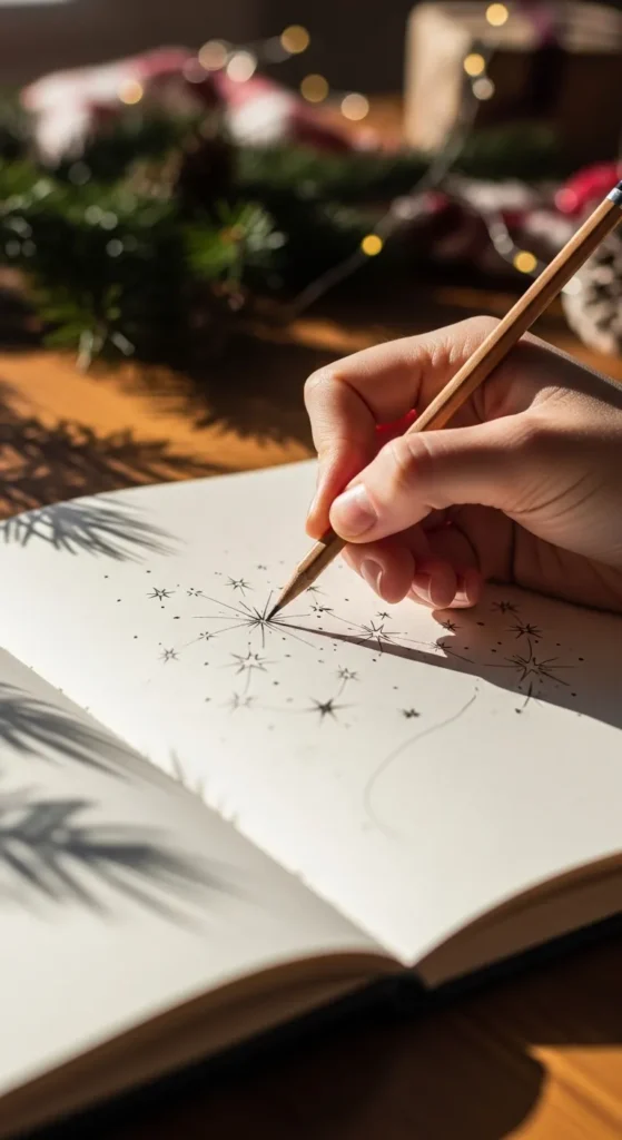 How to draw a Christmas sparkle burst tattoo