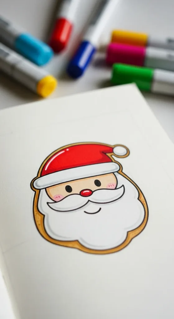 Add Cute Face Features and Santa Details