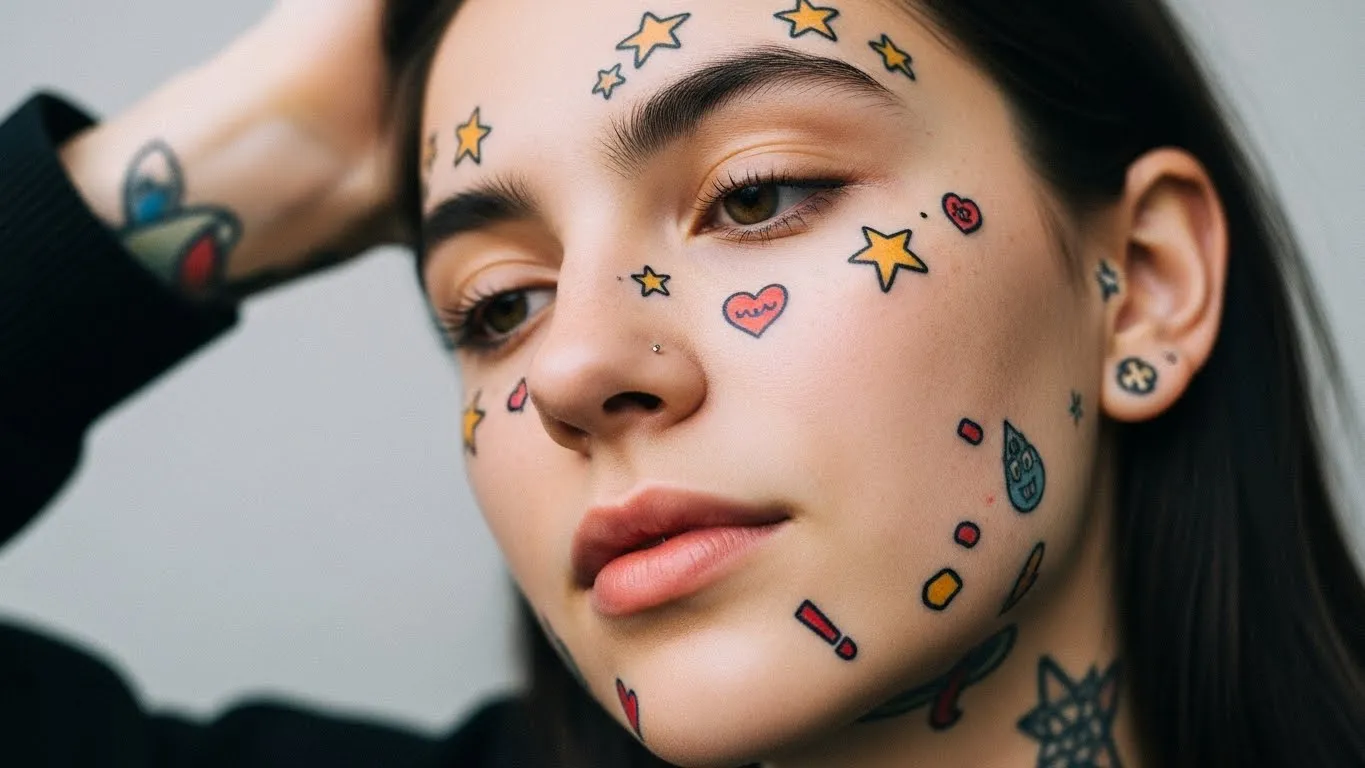 23 Playful Face Tattoos That Add Cartoonish Fun