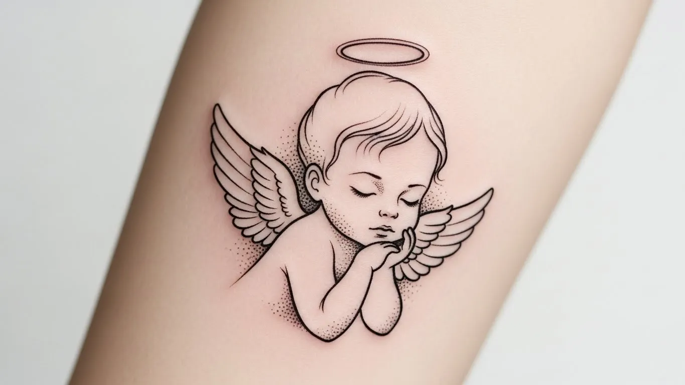 24 Heavenly Baby Angel Tattoos That Warm the Heart