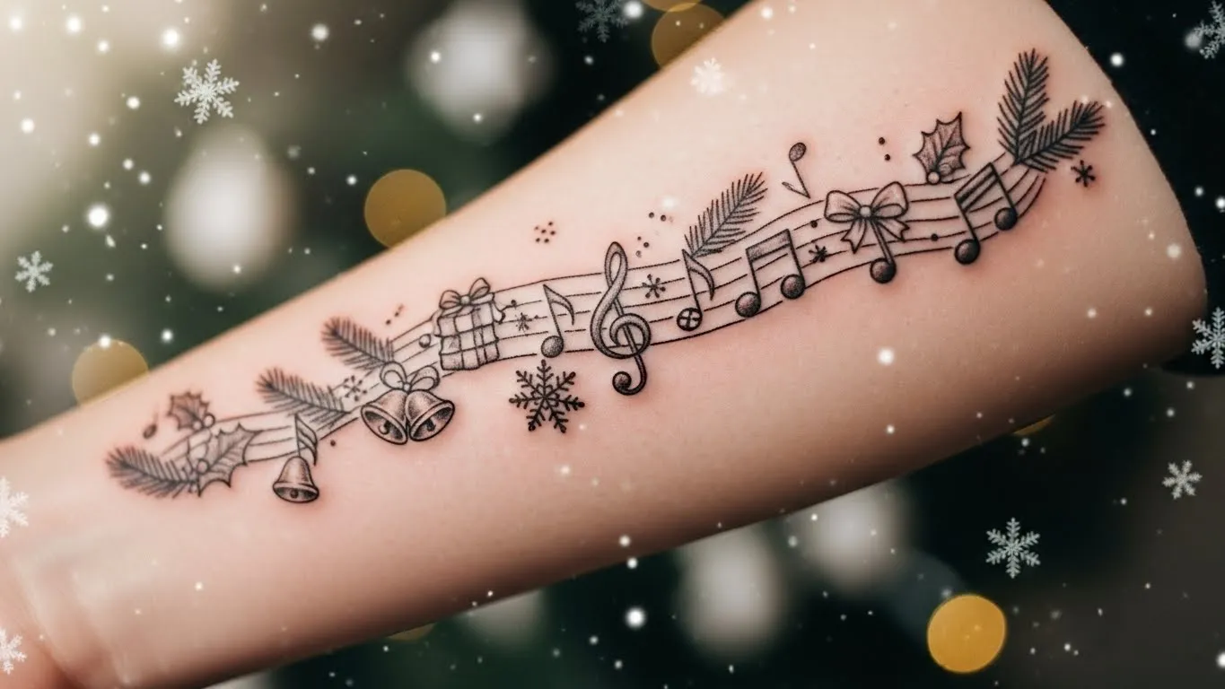 26 Festive Music Note Tattoos That Celebrate Holiday Songs