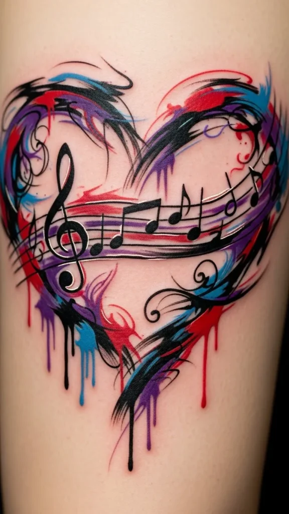 Abstract Brushstroke Music Heart
