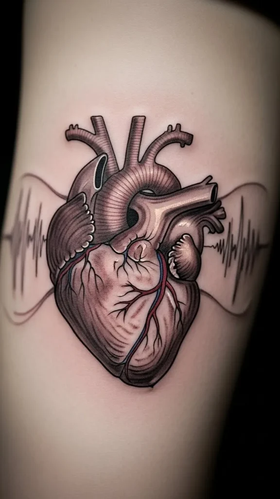 Anatomical Heart With Subtle Sound Waves