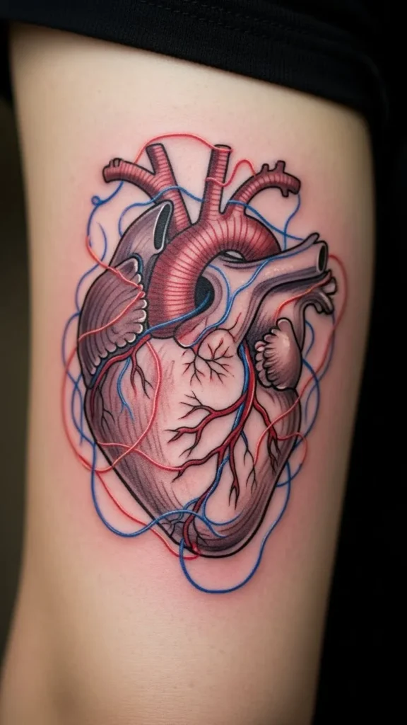 Anatomical Heart with Thread Lines