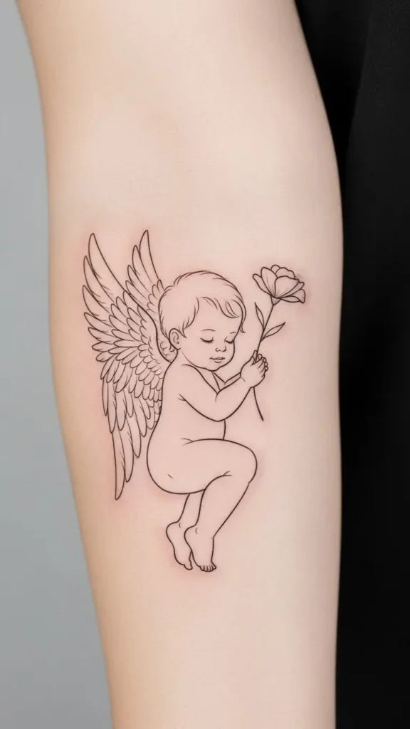 Angel Cradling a Flower