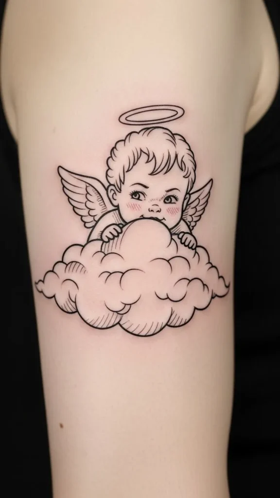 Angel Peeking From Behind a Cloud
