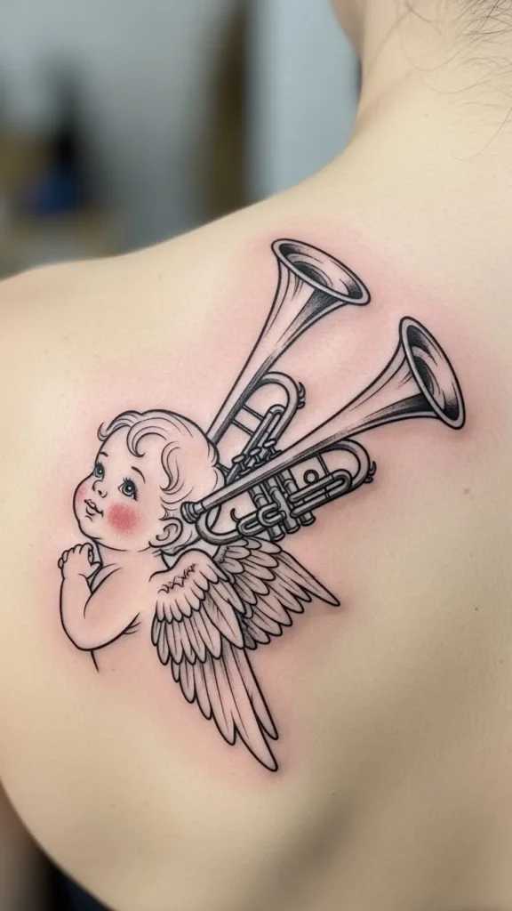 Angel With Tiny Trumpet Wings