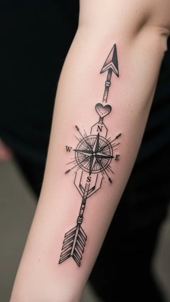 Arrow Compass Heart Sleeve
