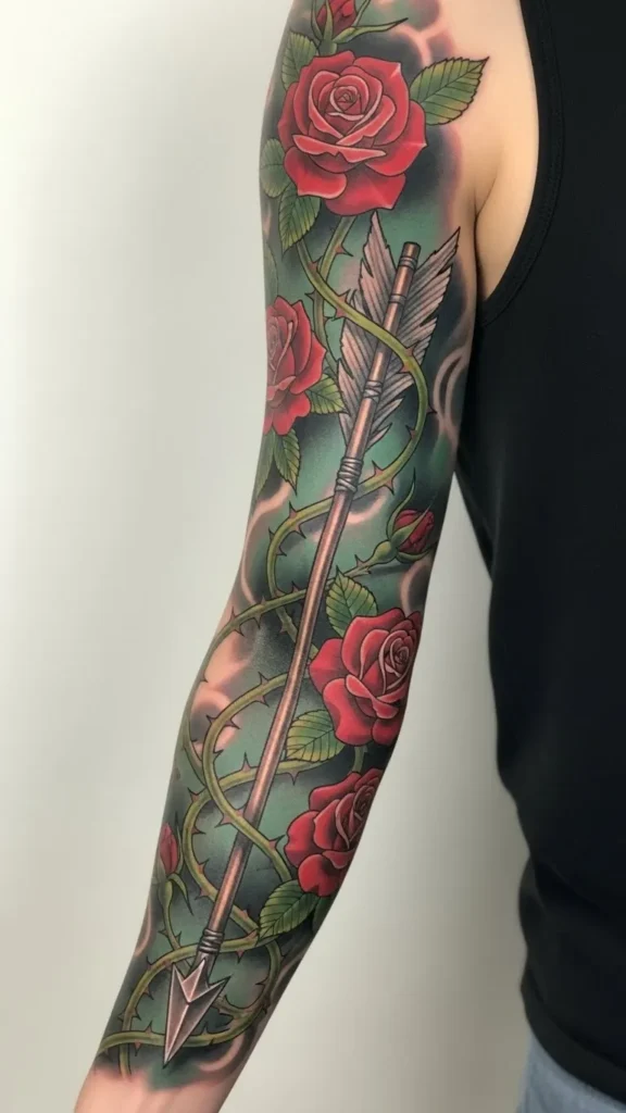 Arrow Through Rose Vine Sleeve