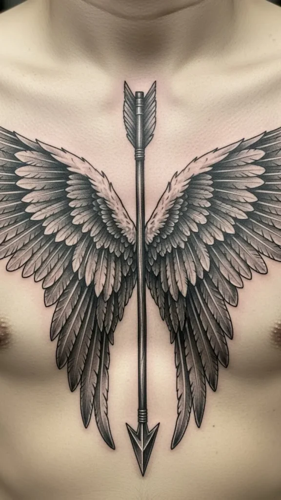 Arrow Through Wings Across the Chest
