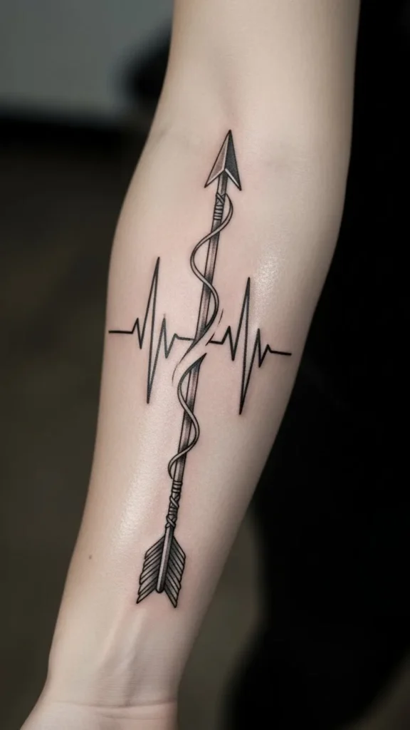 Arrow With Heartbeat Line Sleeve