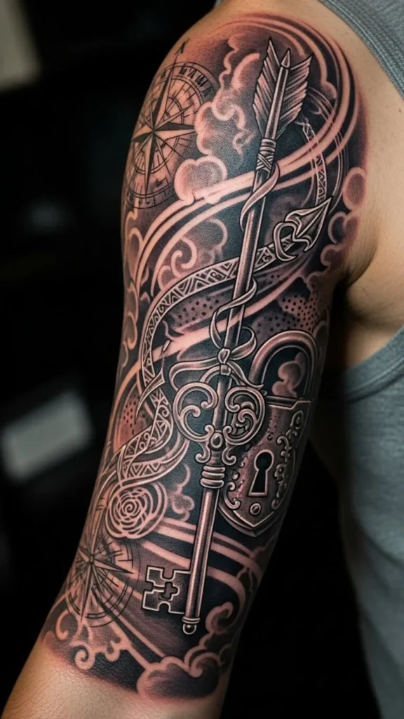 Arrow With Lock and Key Sleeve