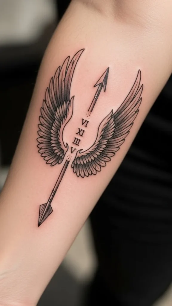  Arrow and Wings with Roman Numerals