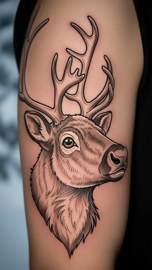 Bold-Eyed Reindeer Face