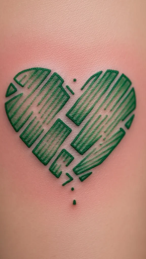 Broken Line Green Heart