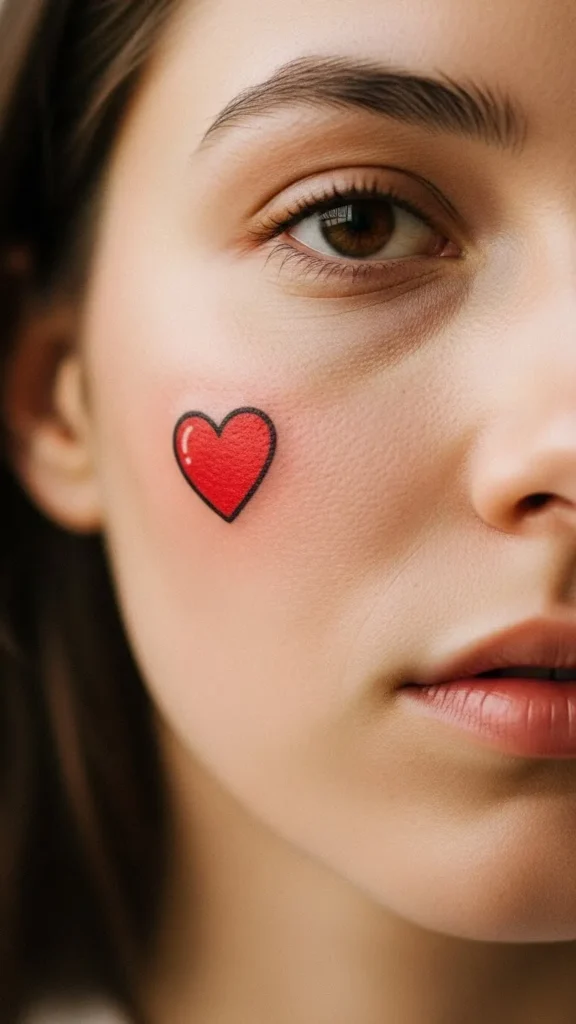 Cartoon Heart on the Cheek