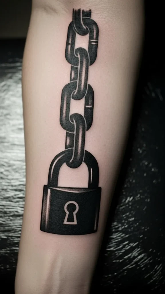 Chain and Lock Silhouette