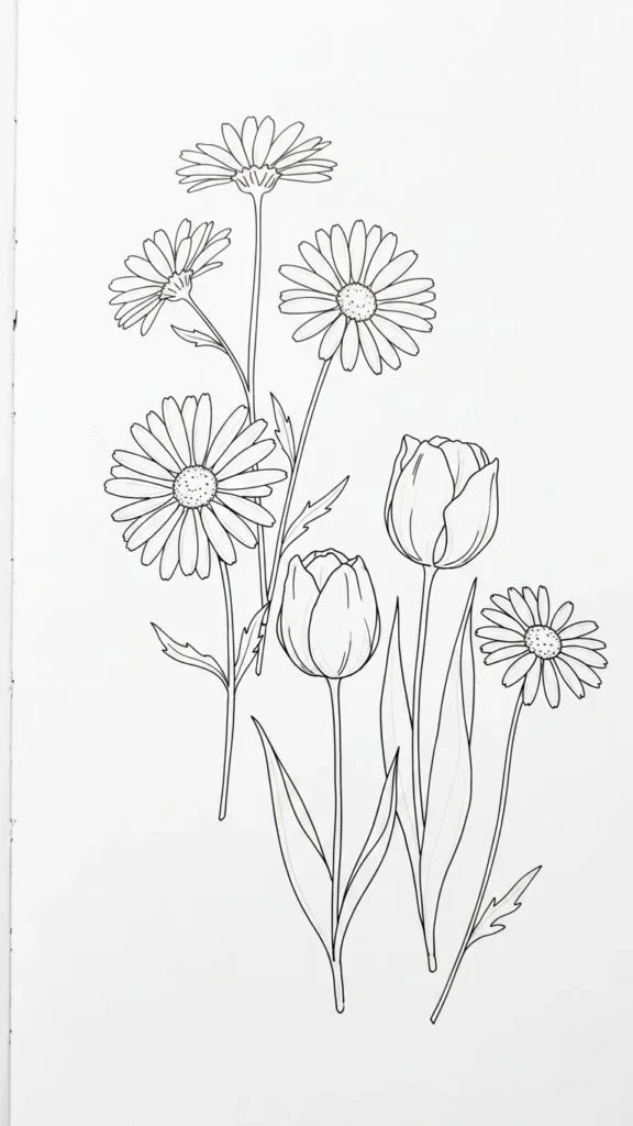 Choose Flowers That Translate Well to Line Art