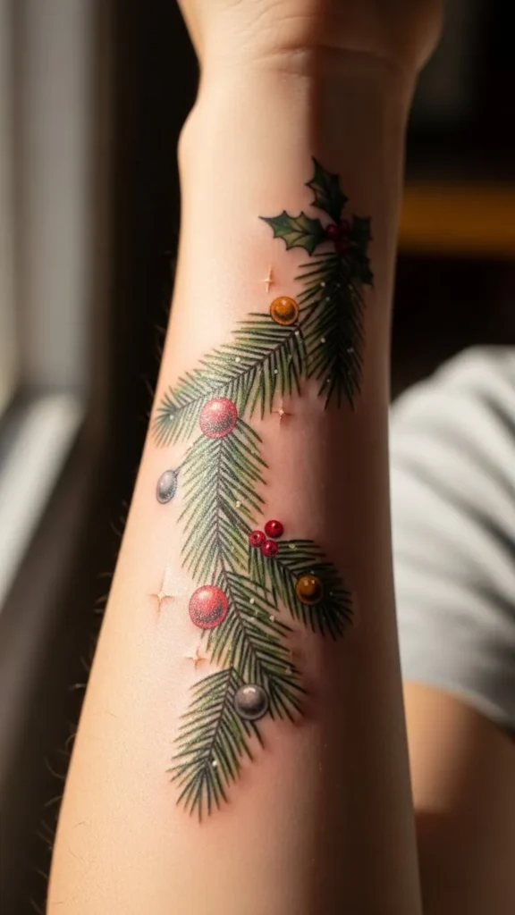 Christmas garland tattoo