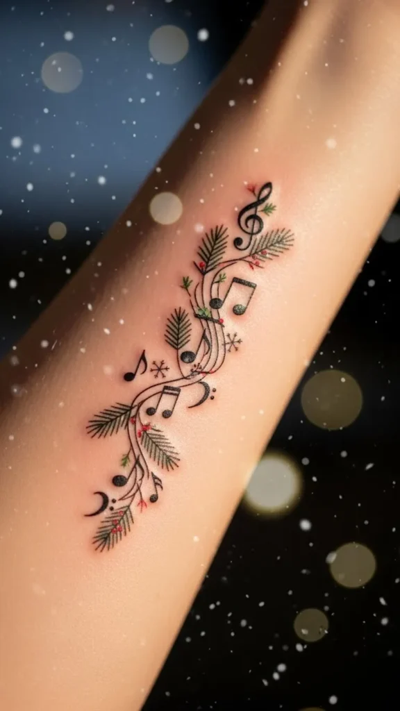Christmas music note tattoo