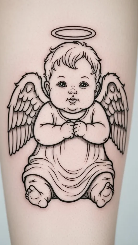 Chubby Angel With Fluffy Wings