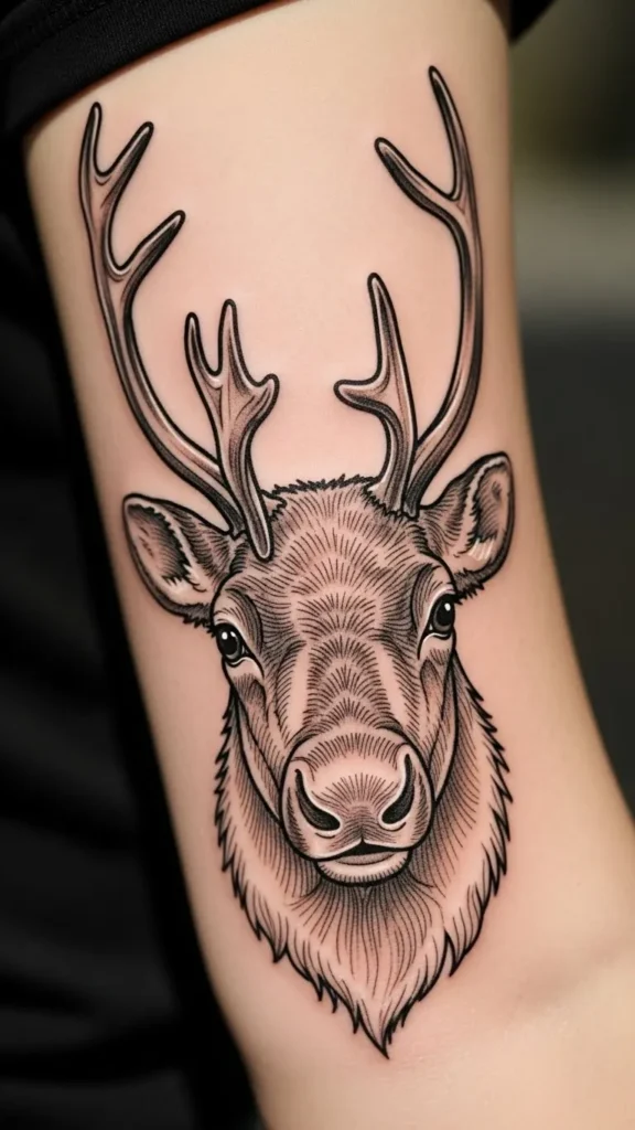 Chunky-Line Reindeer Face