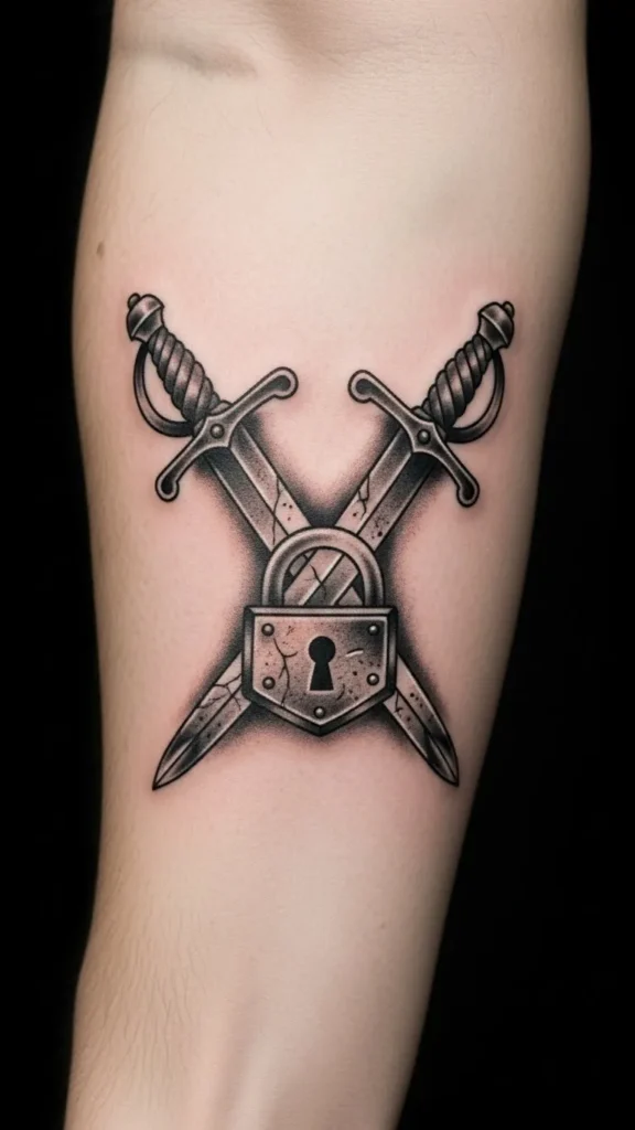 Classic Crossed Lock and Sword