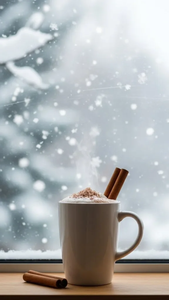 Cocoa Cup With Falling Snow