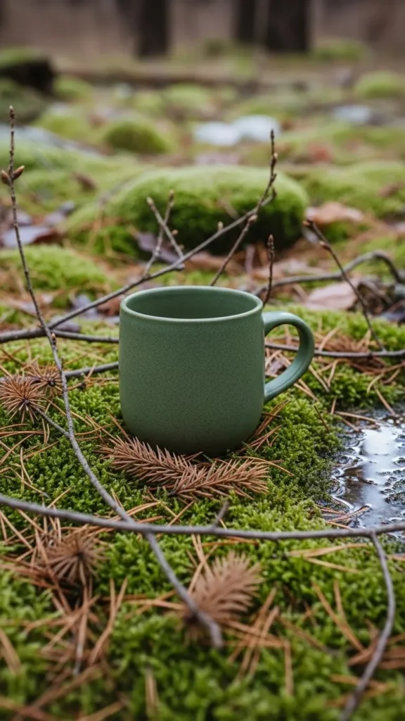 Cocoa Cup With Forest-Themed Details