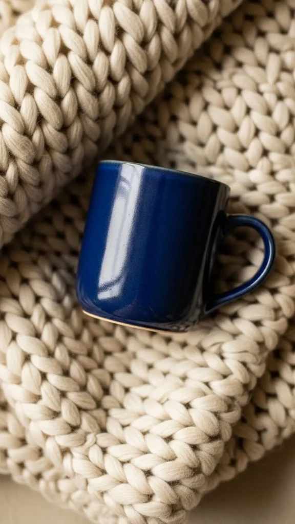 Cocoa Cup With a Cozy Blanket Background