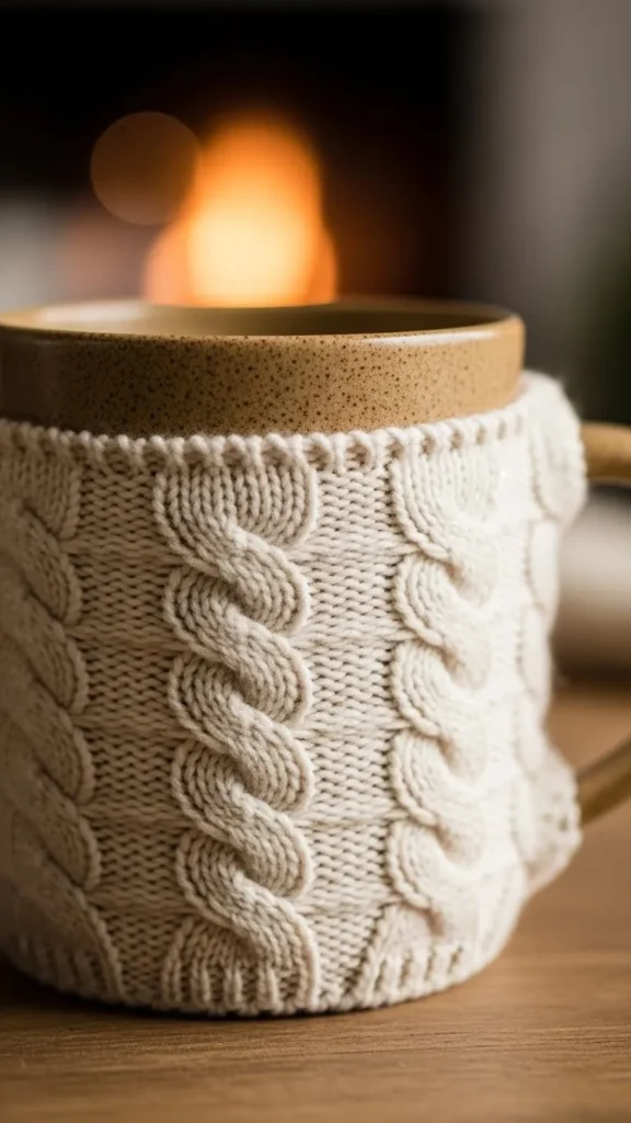 Cocoa Mug With Knit Pattern
