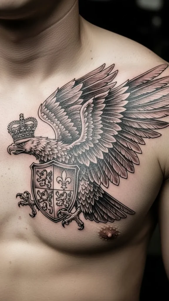 Crowned Eagle Heraldic Tattoo