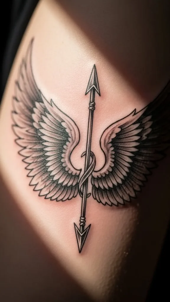 Cupid Wings and Arrow Tattoos