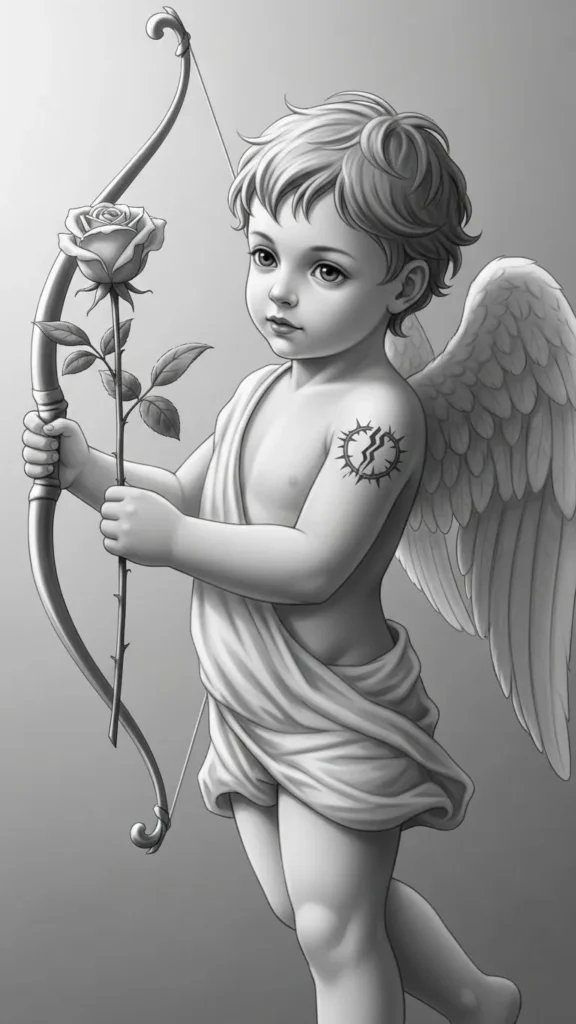 Cupid with Broken Rose Thorn