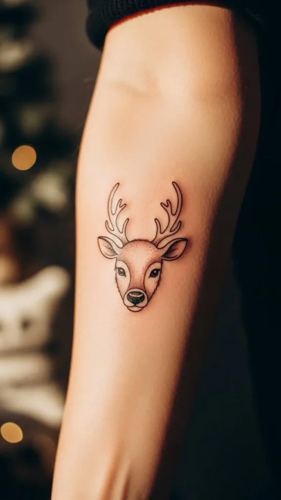 Cute reindeer face tattoo