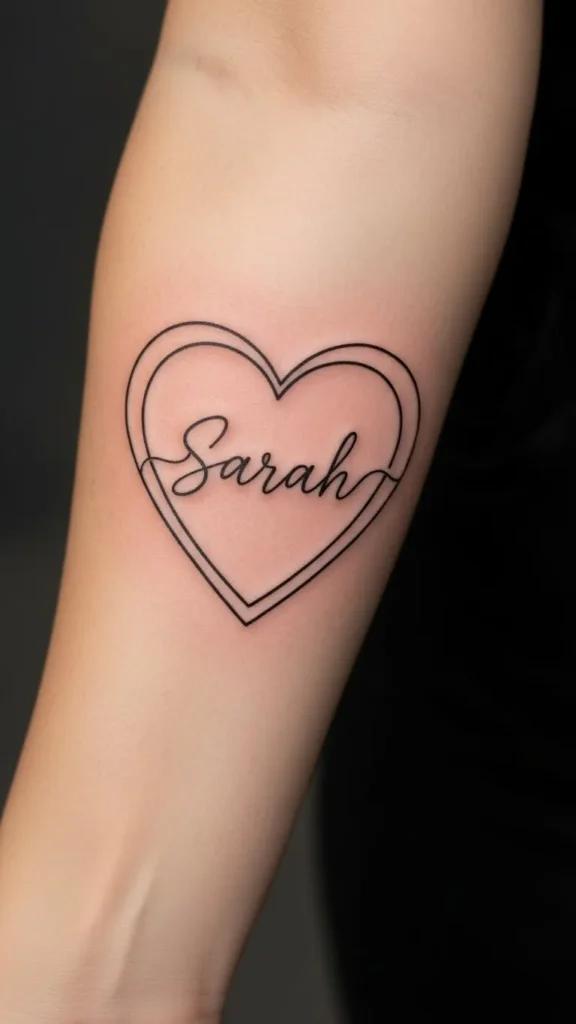Double Outline Heart With Name