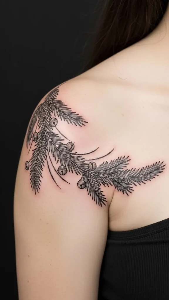 Evergreen Garland With Tiny Bells