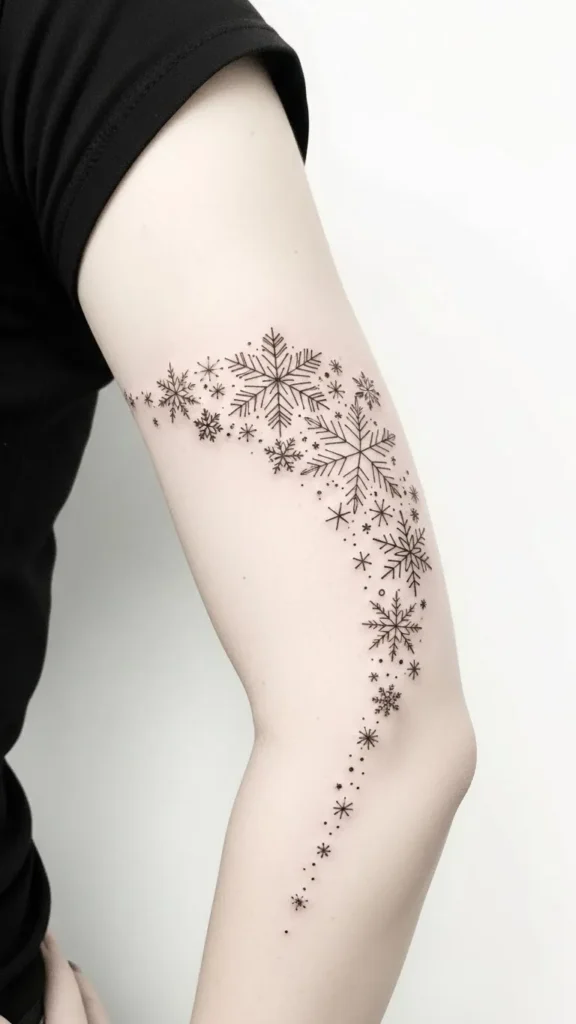 Fading Snowflake Arc Around the Elbow