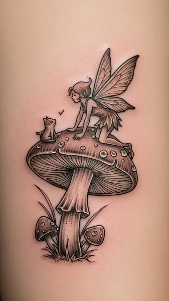 Fairy Sitting on a Mushroom
