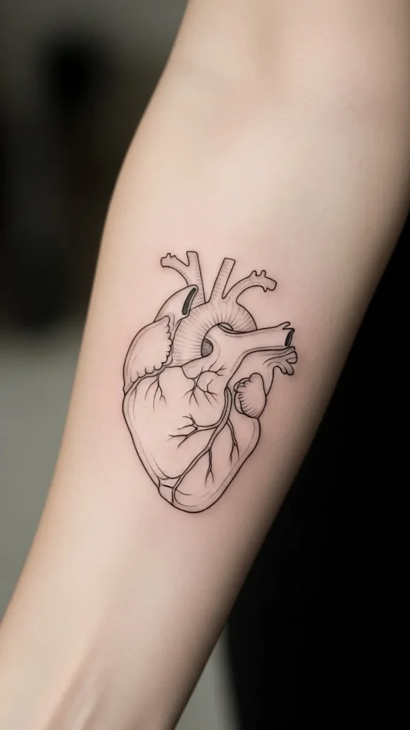 Fine Line Anatomical Heart