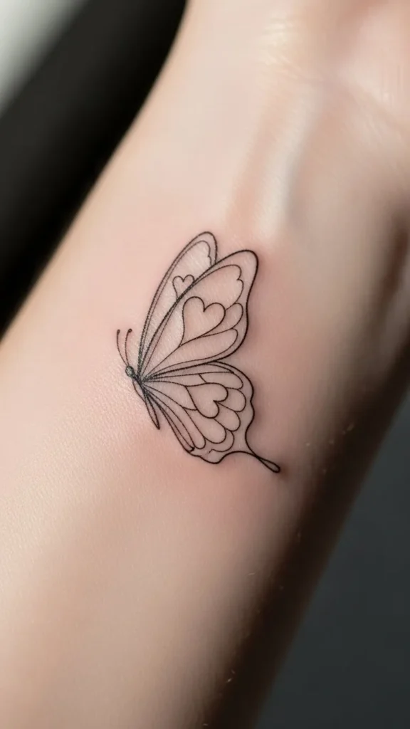 Fine-Line Heart Butterfly
