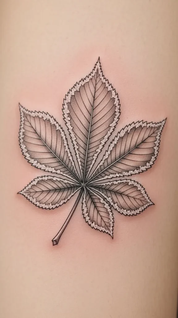 Frost-Traced Chestnut Leaf