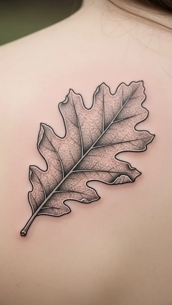 Frosty Oak Leaf With Soft Shading