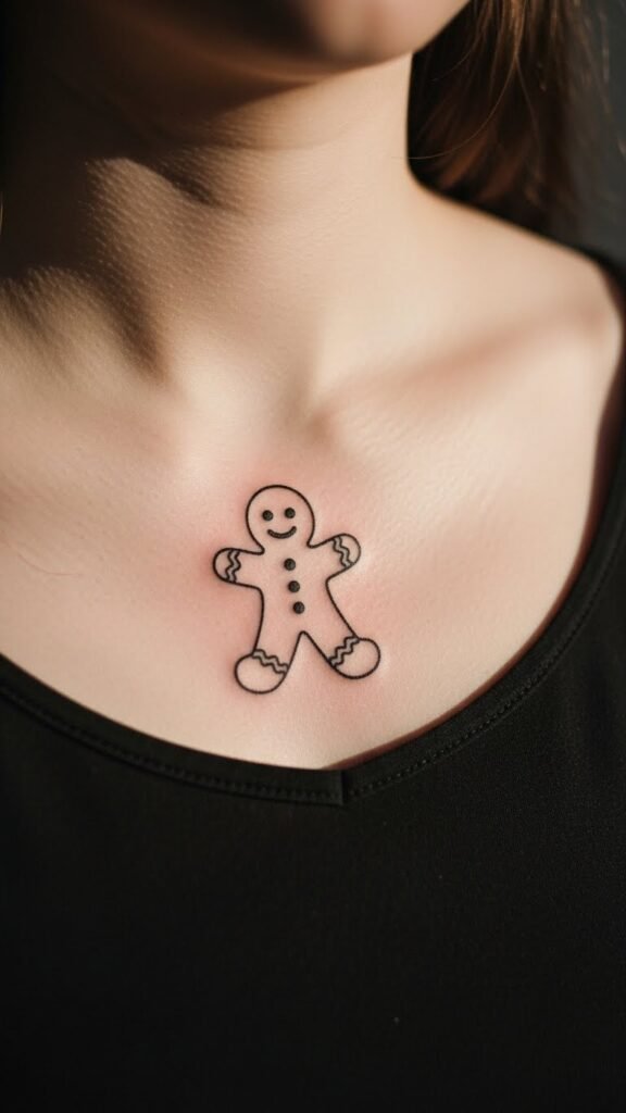 Gingerbread Cookie Outline on the Collarbone