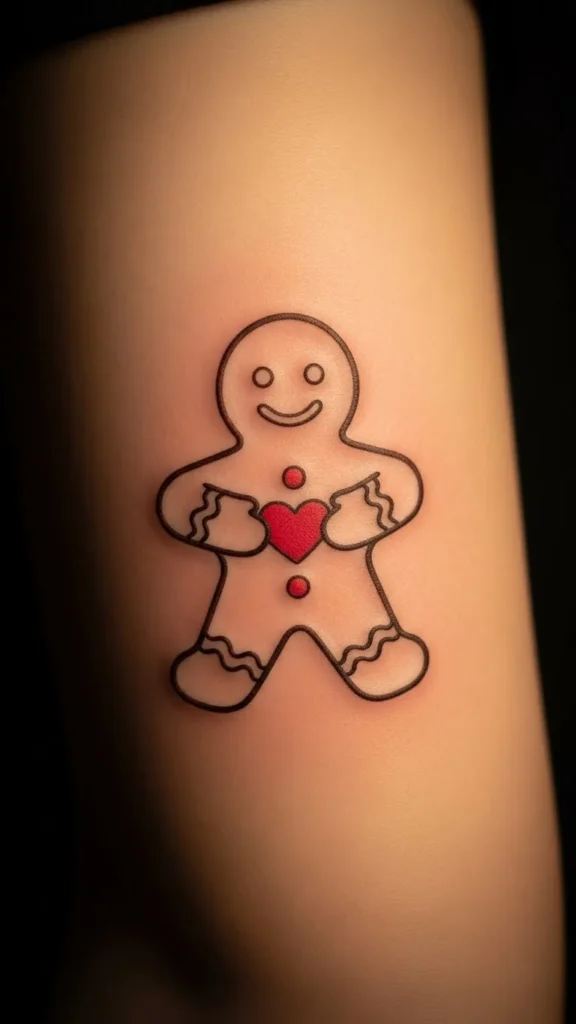 Gingerbread Outline Holding a Tiny Heart