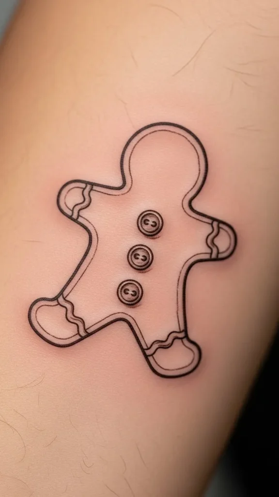 Gingerbread Outline With Simple Button Trio