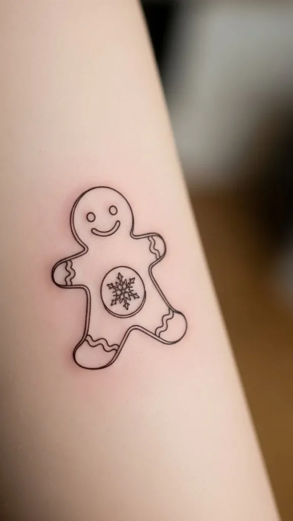 Gingerbread Outline With Snowflake Detail