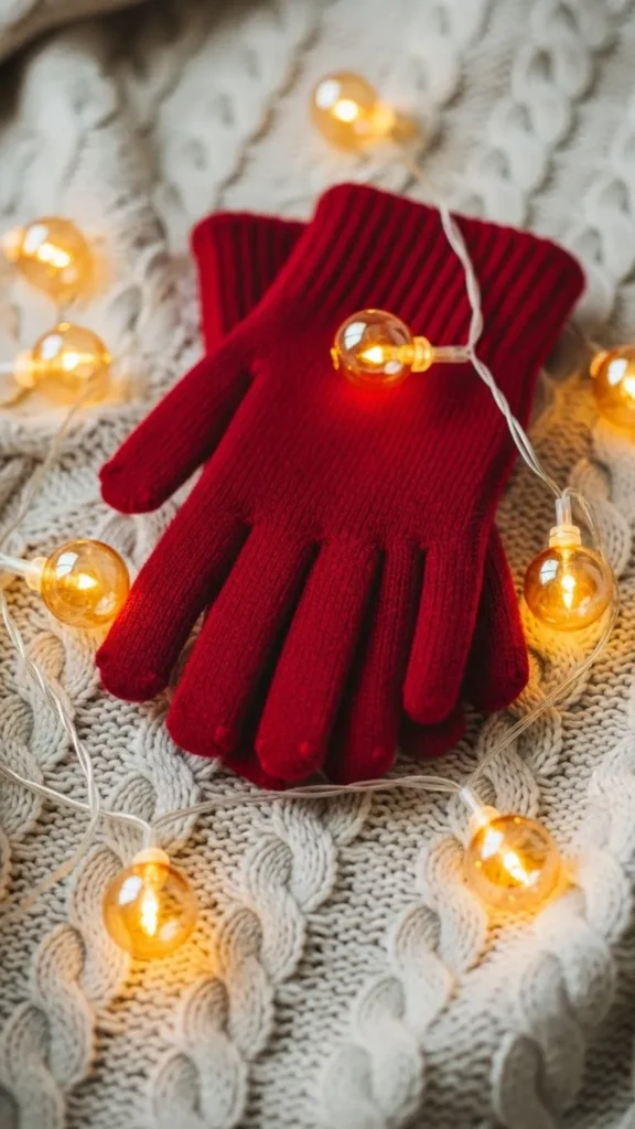 Gloves Wrapped in Christmas Lights